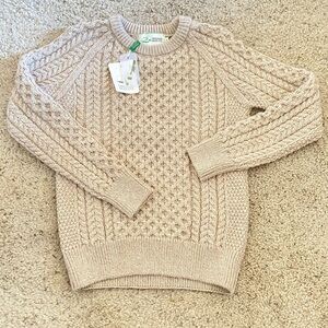 Aran Crafts Unisex Tan Cable Knit Sweater Authentic Ireland